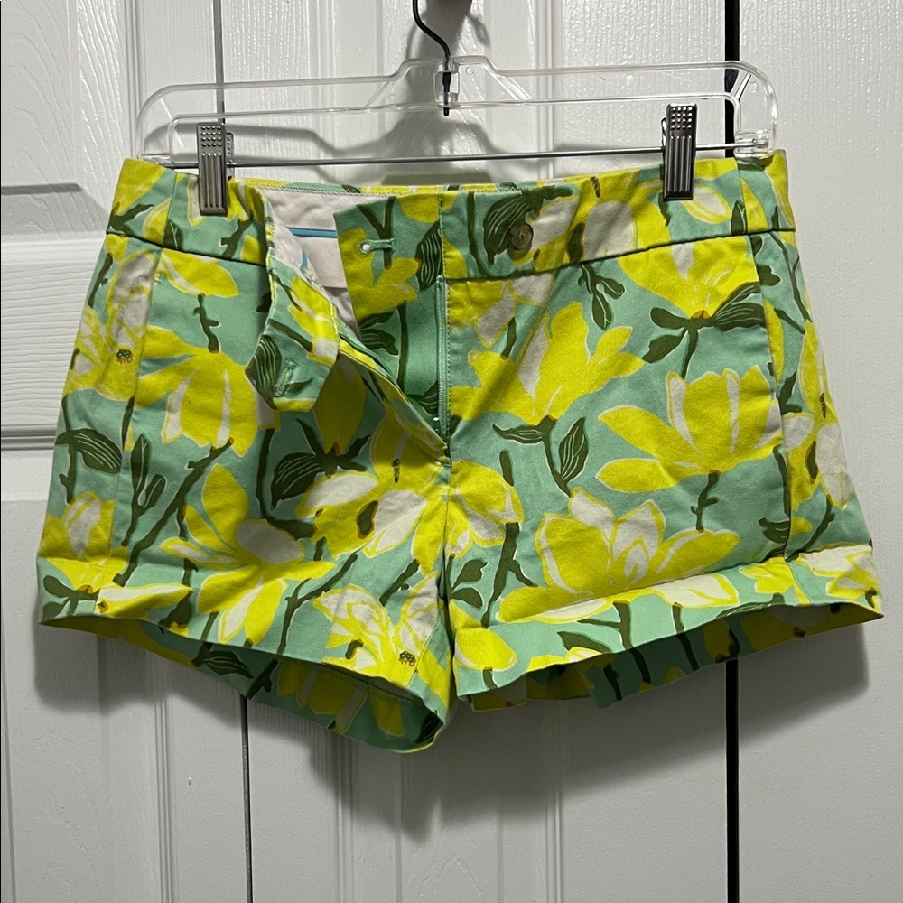 J. Crew Green and Yellow Floral Women's Shorts